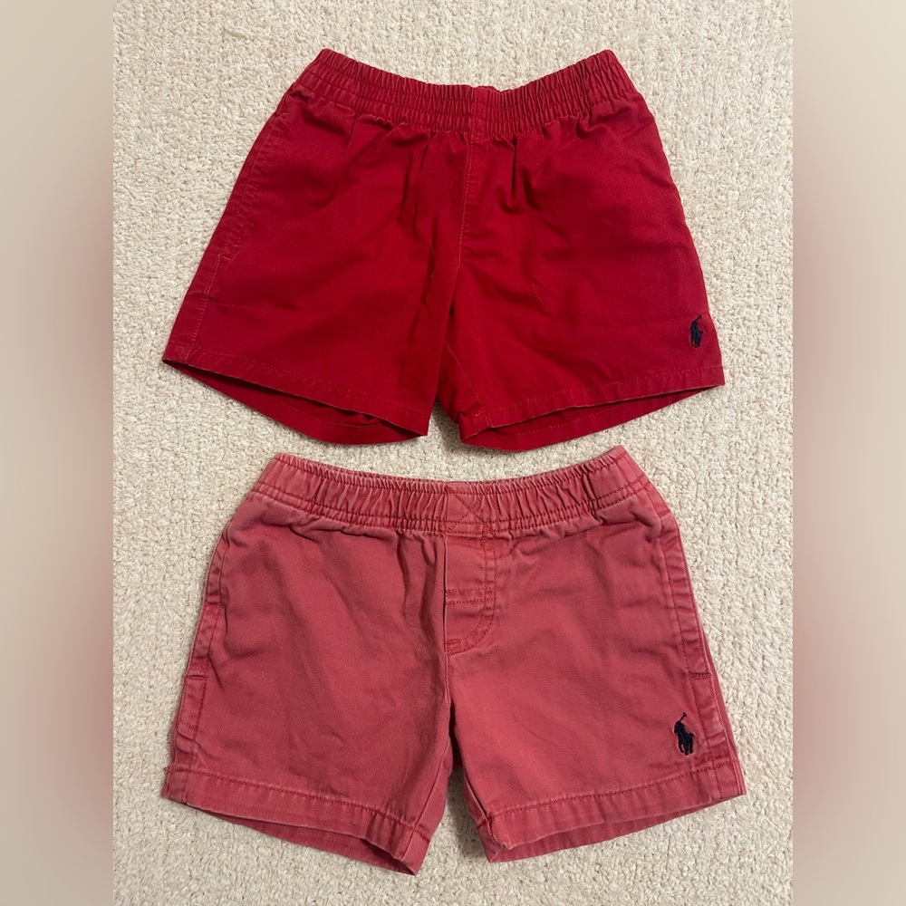 Polo by Ralph Lauren Red and Salmon Toddler Boy Shorts